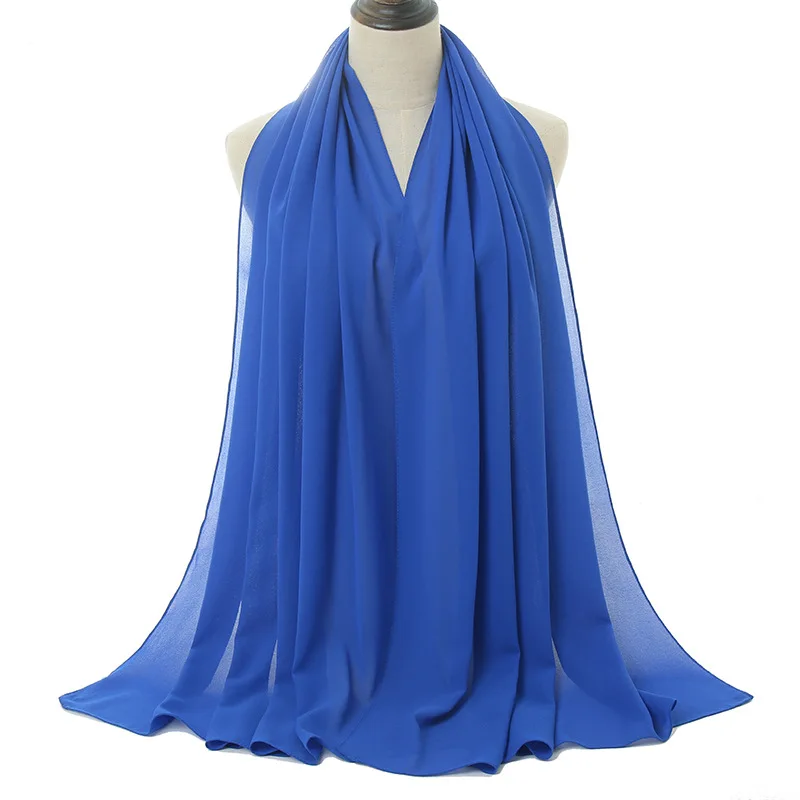 Женская шаль дешевый модный шифоновый однотонный высококачественный мусульманский Малайзийский арабский шарф