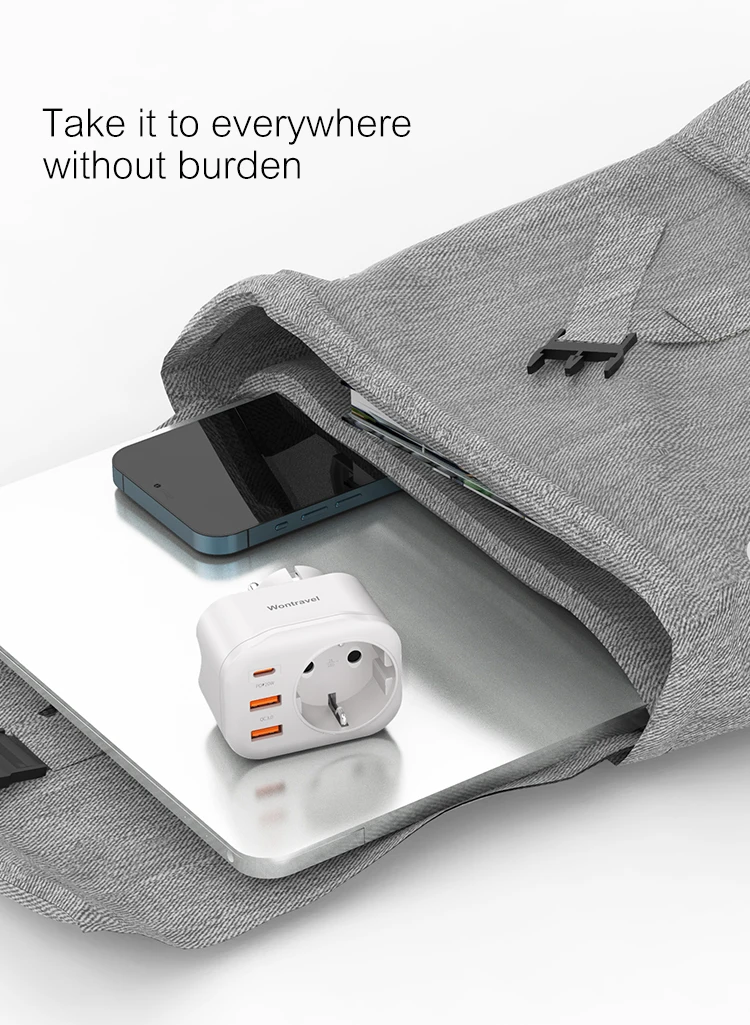 Wontravel 20 PD Own Patent 2 USB Power Strip Surge Protector Outlet Wall Plug Grounded Socket manufacture
