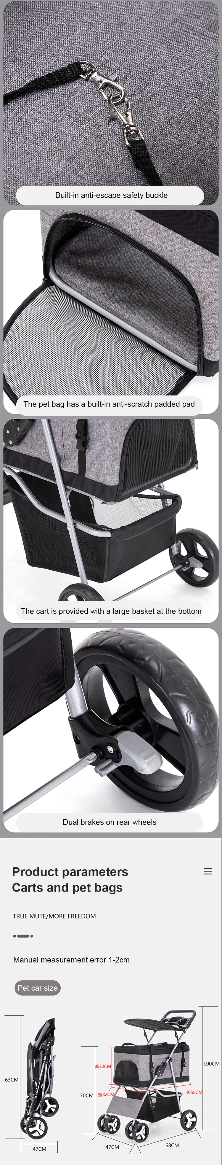 Wholesale portable pet strollers and Small dog cat trolley Pet Trolley Carriage Cart
