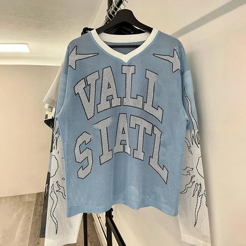 WT Manufacturer Customizable Oversized Shirt Print Quick Dry Breathable V Neck Double Layer Long Sleeve T-shirt Baseball Mesh gallery 4