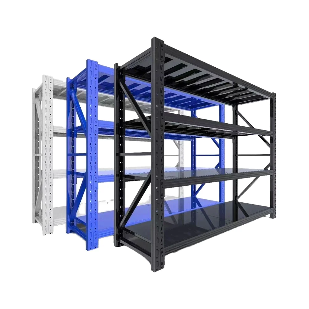 Medium Duty Steel Storage Rack System with Long Span and Butterfly Hole Design for Industrial Warehousing