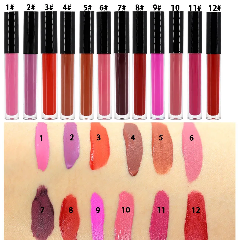 Фирменная помада 12 цветов, матовый блеск для губ, матовая увлажняющая водостойкая жидкая помада без логотипа