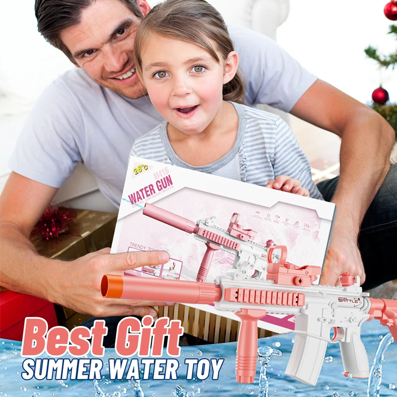 Hot Sale M416 Pink Electric Water Gun 38 Ft Long Range Water Toy Guns