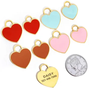 Custom Heart Shaped Dog ID Tag  Pet Dog Gold Anti-lost Fashionable Stainless Steel ID Multiple Shapes and Colors Available