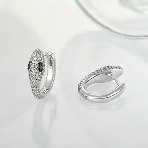 Handmade 18K Gold Plated 925 Sterling Silver Natural Stone Cut Small Zircon Hoop Earrings Trendy Geometric Design Unisex Jewelry