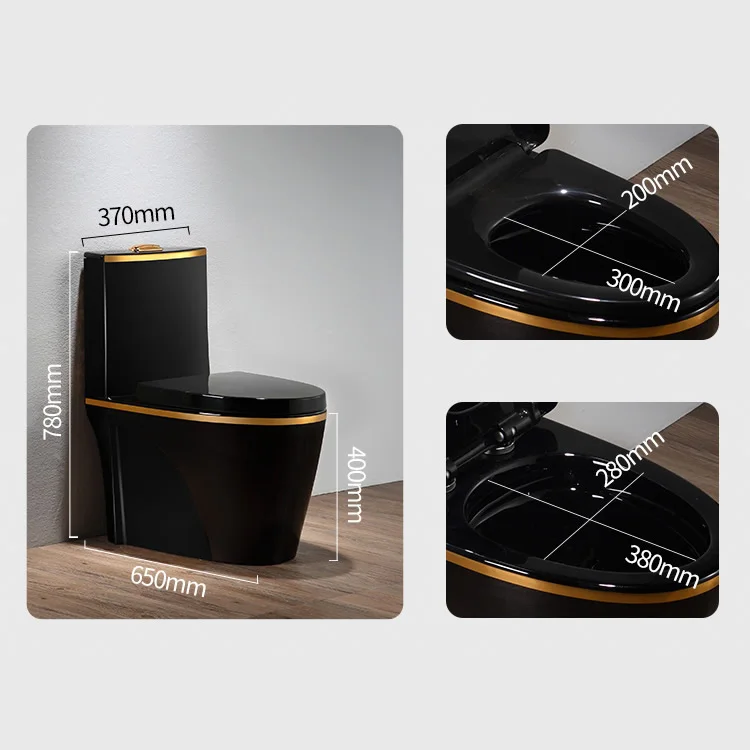 Chinese  Luxury Black Golden Sanitary Ware Bathroom Ceramic  Colored Toilet Gold WC Toilet