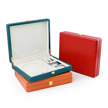 High-grade jewelry set box PU leather gift packaging for mom necklace earrings ring box storage box