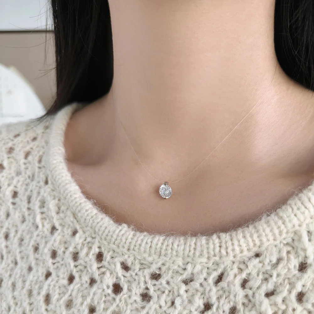 KAKODIY Dainty 925 Sterling Silver Rhodium 18K Gold Plated Solitaire Round 8mm 5A Zirconia Pendant Necklace High Top Jewelry detail 2