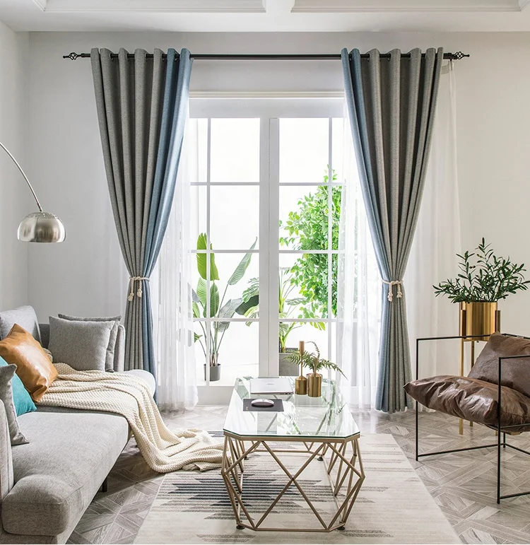 High Quality Simple Window Curtain Design Color Matching Blackout Kitchen Linen Curtains for Bedroom Living Room