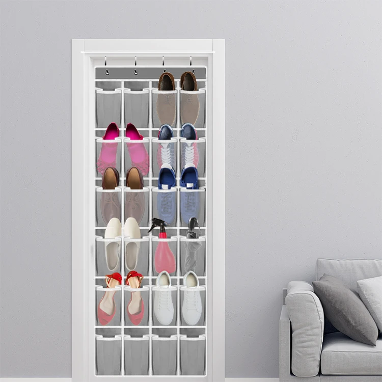 High Quality Fine Mesh Door Shoe Organizer Hanging Closet Holder Hanger Storage Bag With 24 Large Mesh Pockets Storage for Home