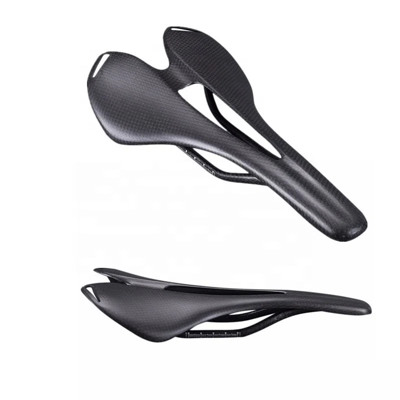 Selle Vélo Carbone 3K Ultra-légère (115g) - Rails Ronds 7x7 Mm - 270x143 Mm - Compatible VTT & Route - Neuf
