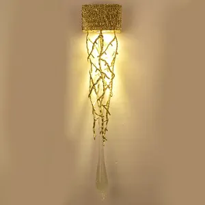 Modern Interior Design Branch Crystal Wall Lamp Corridor Living Room Gold Decoration Wall Light