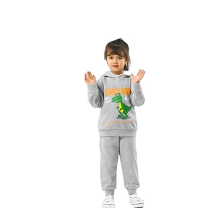 New Arrival Casual Kid Pullover Sweatshirt and Hoodie Set Custom 2-Piece Cartoon Pattern Suits for Girls
