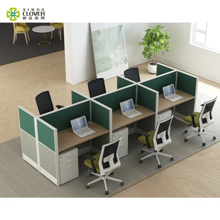 Latest Modular Office Work Stations 6 Cluster Office Cubicles Call Center Office Table Partition