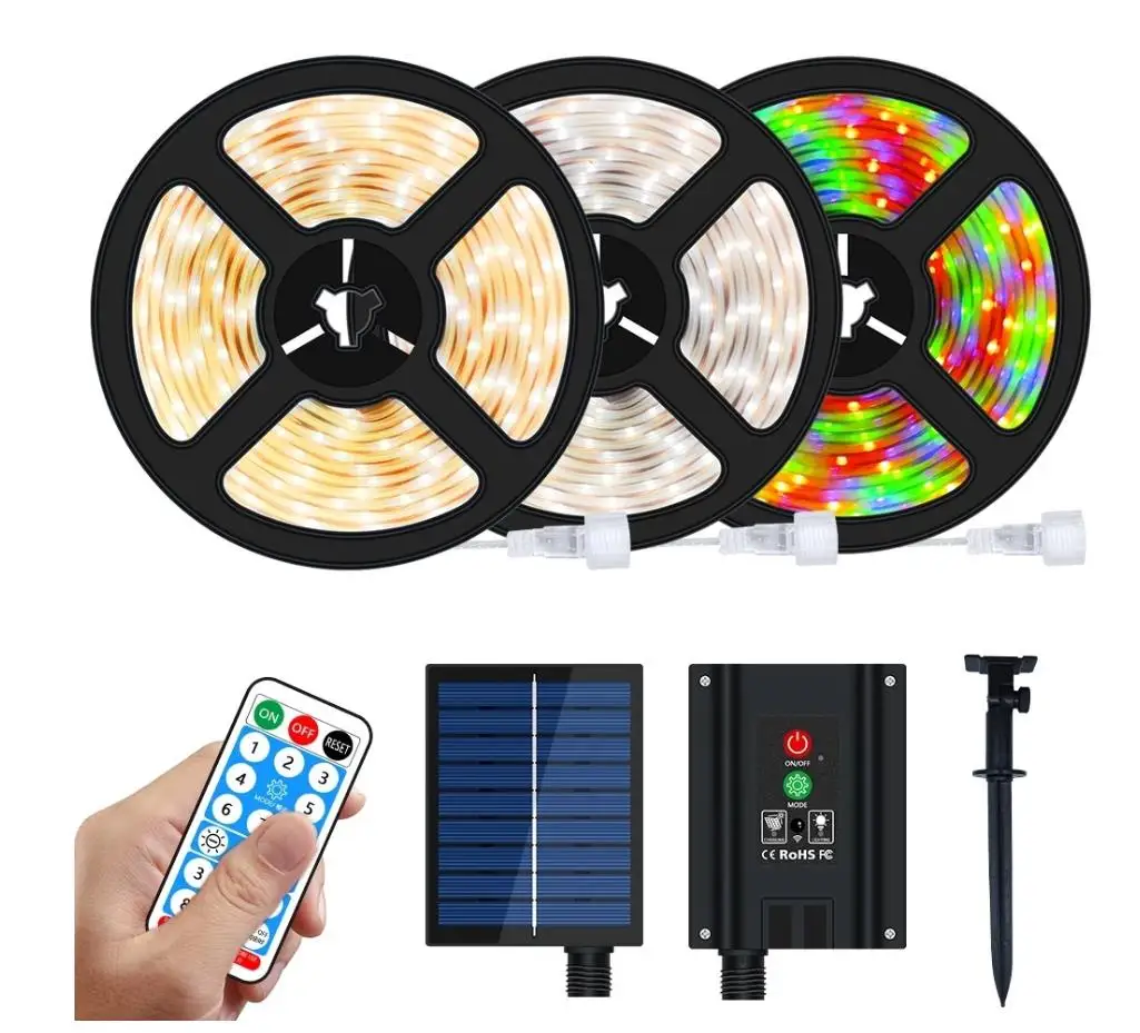 SUAVER 10M 240LED Streifen Solarleuchten, Wasserdicht Flexible LED