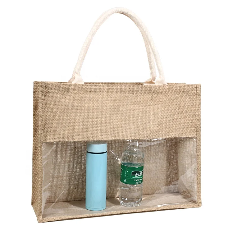 Personalized Private Label Pattern Printing Shopping Carry Natural Brown Jute Tote Bag for Gifts