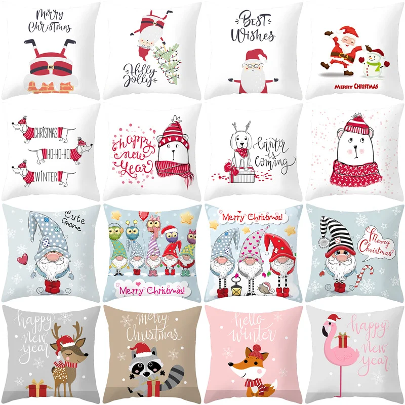 Cushion Cover Christmas Pillow Case Navidad for Home Santa Claus Christmas Ornaments Xmas Decoration Supplies New Year 2022