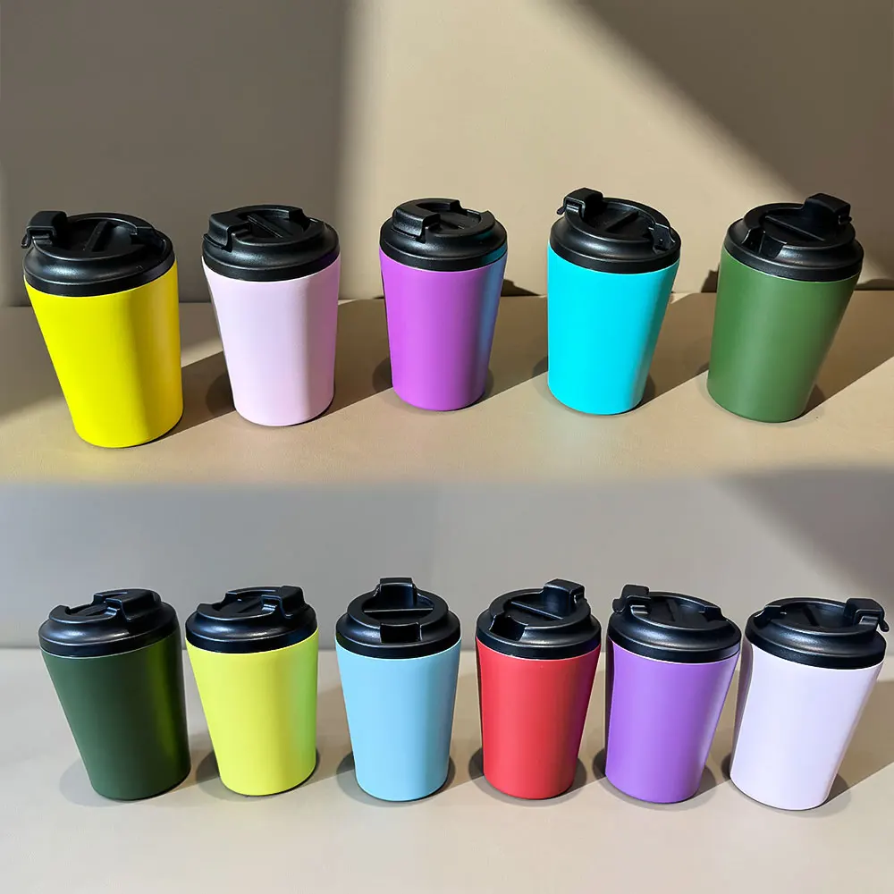 Available Now Resistant Non Slip Silicone Grip Travel Mug 350ml Vacuum Heated Coffee Cup with Leakproof Lid