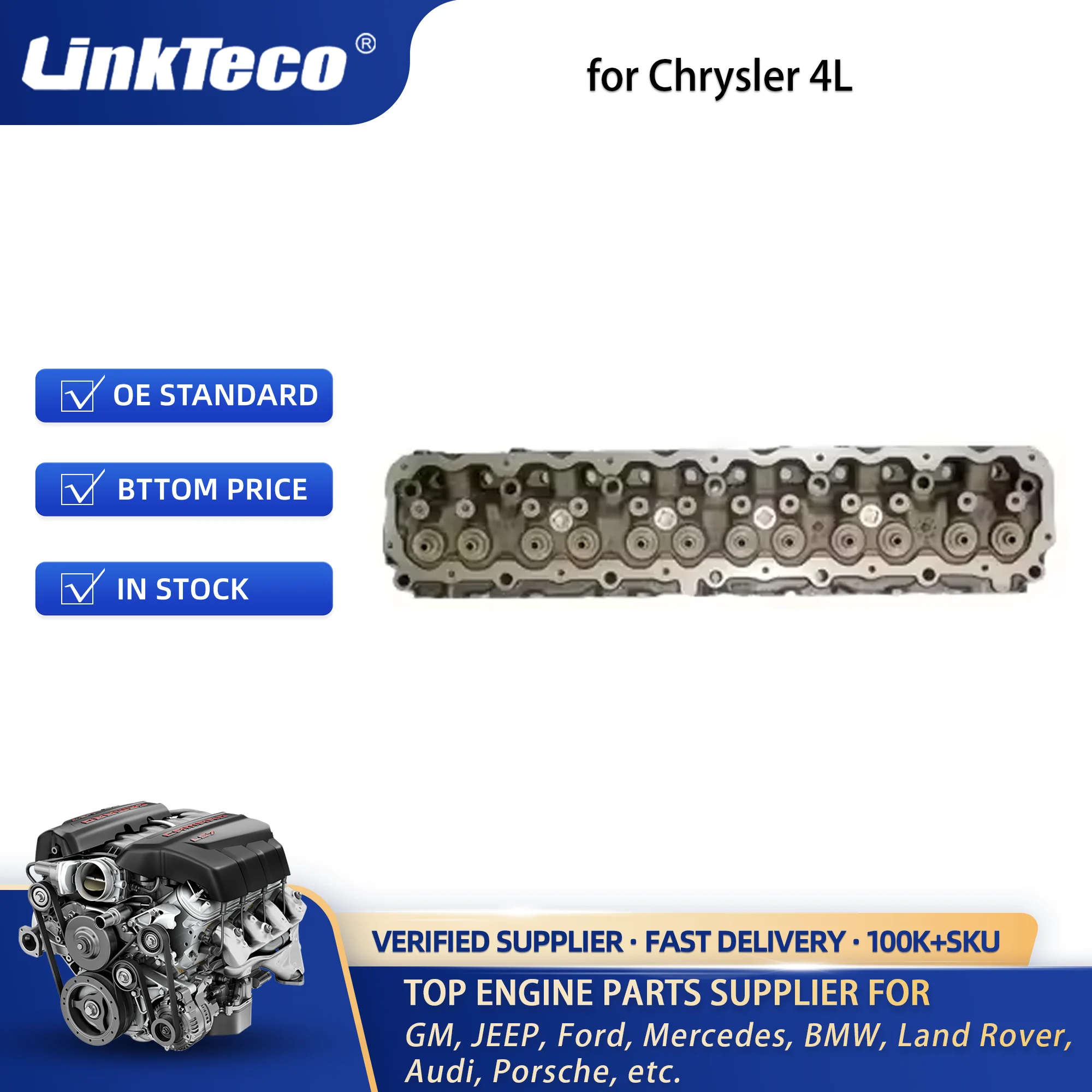 Linkteco Engine Cylinder Head Assembly for  Chrysler Jeep Grand Cherokee 4.0L 12V 406/698 53020622 53020622AB 53020622AC