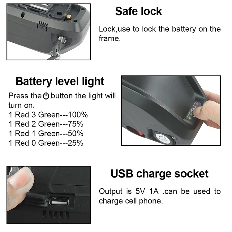 48V 20Ah Ebike Akku für 250W-1500W Motor, Hailong Elektrofahrräder Batterie Lithium-Ionen Akku