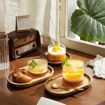 56H High temperature resistant transparent baking pudding glass ice cream mousse cup oven baking dessert cups