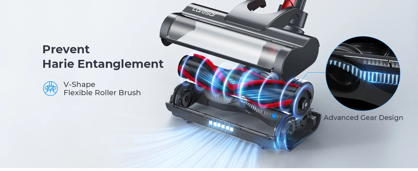 Laresar Cordless Stick Vacuum Cleaner 33kpa/400w With Stepless Speed