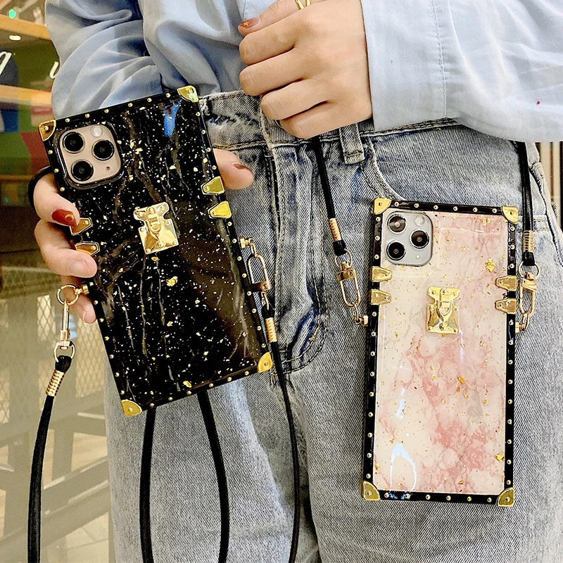Capa De Celular Para Xiaomi Mi 9,Capa De Rebite Mármore Com Glitter E  Cordão,Para Xiaomi Mi 9 10 Pro Redmi 9 9a 9c Note 7 8 9 Pro 9s,Capa  Traseira - Buy