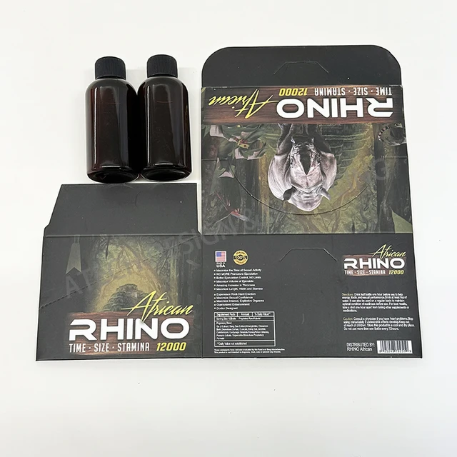 Custom Logo Rhino Drink Bottle Whole Set Packaging Printing Display Box Drink Bottle Bottle labels for Rhino Packaging