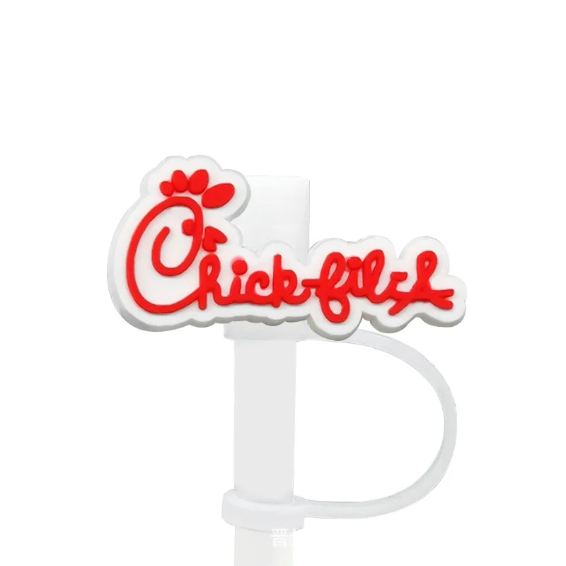 1PCS mexican fast food fil straw toppers Silicone fil a chick