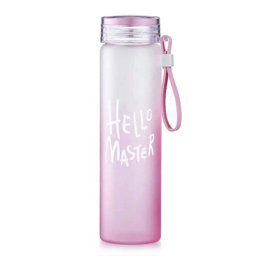 Wholesale High Grade Colorful Letter Frosted Water Bottle Gradually Change Color High Borosilicate Glass Water Bottle