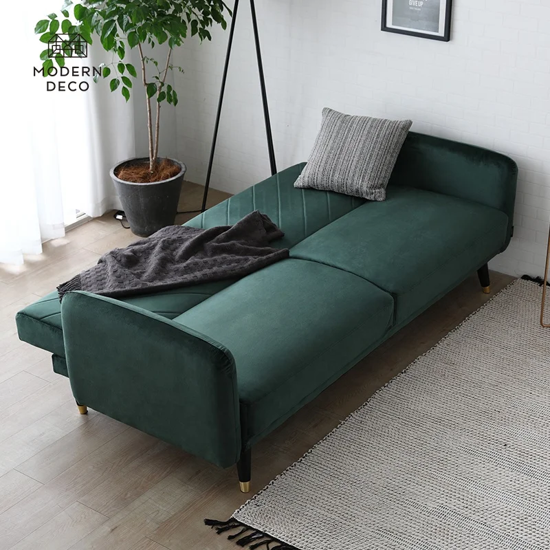 Ugoden futon pretvorni kanape moderna roza Zelena sametni krevet-sofa