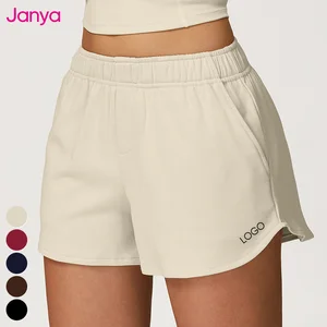 Janya Casual Workout Sportswear Loose Wide Leg Straight Sweat Lounge Shorts Autumn Elastic High Waist Jogger Shorts for Women