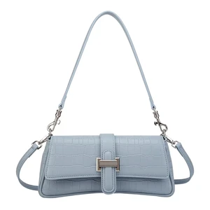 2026 New Arrival Designer Women's PU Leather Messenger Bags Blue Mini Handbags Fashionable Nouveau Design Ladies Winter Summer