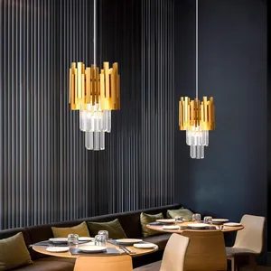 Personalized and Creative bar Counter Crystal Chandelier, Single-head Long-line Dining, Milk Tea and Coffee Hanging Line Lamp