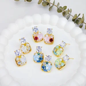 Ilona Handmade 18K Gold Plated Ear Studs Small and Exquisite Geometric Butterfly Zircon Earrings Trendy Style for Anniversary