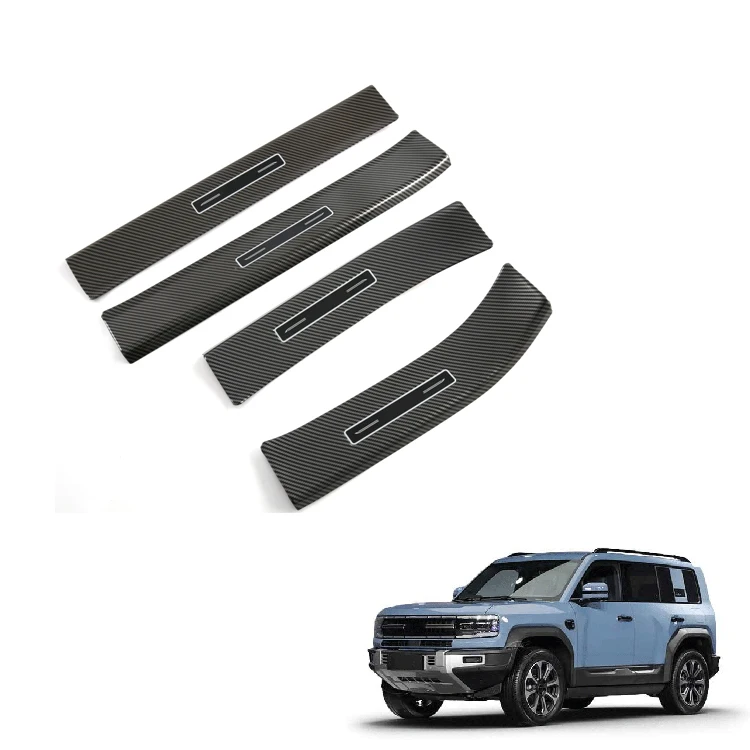 Door Sills Guard Plate for FangChengBao Leopard 5 Accessories ABS Carbon Fiber Pattern Car Threshold Plate Interior Accessory