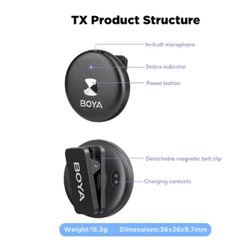 BOYA Omic-D Lapel Wireless Microphone Lavalier Microphone Collar Mic with Noise Reduction for iPhone Android Type-c Smartphone detail image