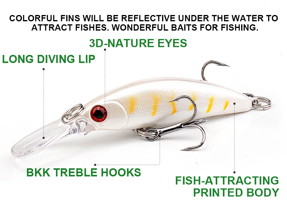 Vtavta Japan Shallow 6g Minnow Lure 70mm 3d Eye Sinking Minnows Jerk