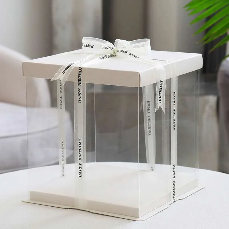 Tondo PET Transparent Cake Box Birthday Wedding Christmas Party High Square Cake Packaging Box