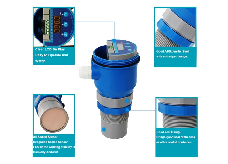 Ultrasonic Liquid Level Sensor Meter 150m 250m Water Depth Level Meter for Water Monitoring