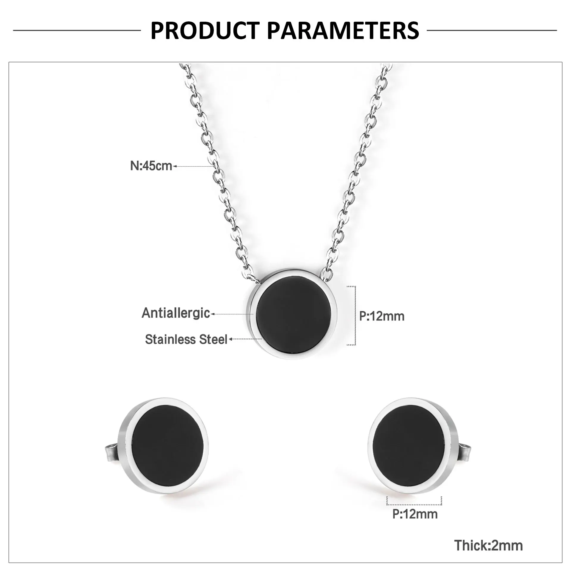 High Quality Pvd 18k Gold Waterproof Plated Stainless Steel Black Pendant Bijoux Gift Necklace