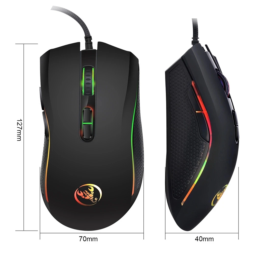 2020 Hot Selling A869 7 Colors Led Glowing Optical USB Wired Mouse Computer Accessories 7 Buttons Gaming Mouse For PC Laptop