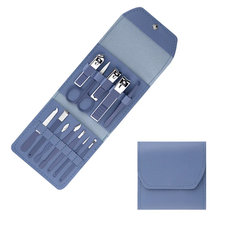 High Quality Green Custom logo Travel  Manicure Set 12 In1 Nail Clipper Set