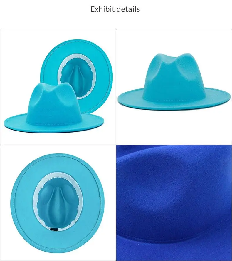 L2311 Women's Big Brim Sun Hat 2023 Spring Wool Flat Top Hats High