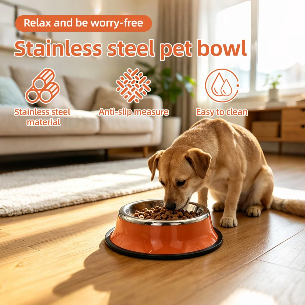 Wholesale Pet Food Container Non-slip Stainless Steel Pet Bowls for Ca - product detail 2