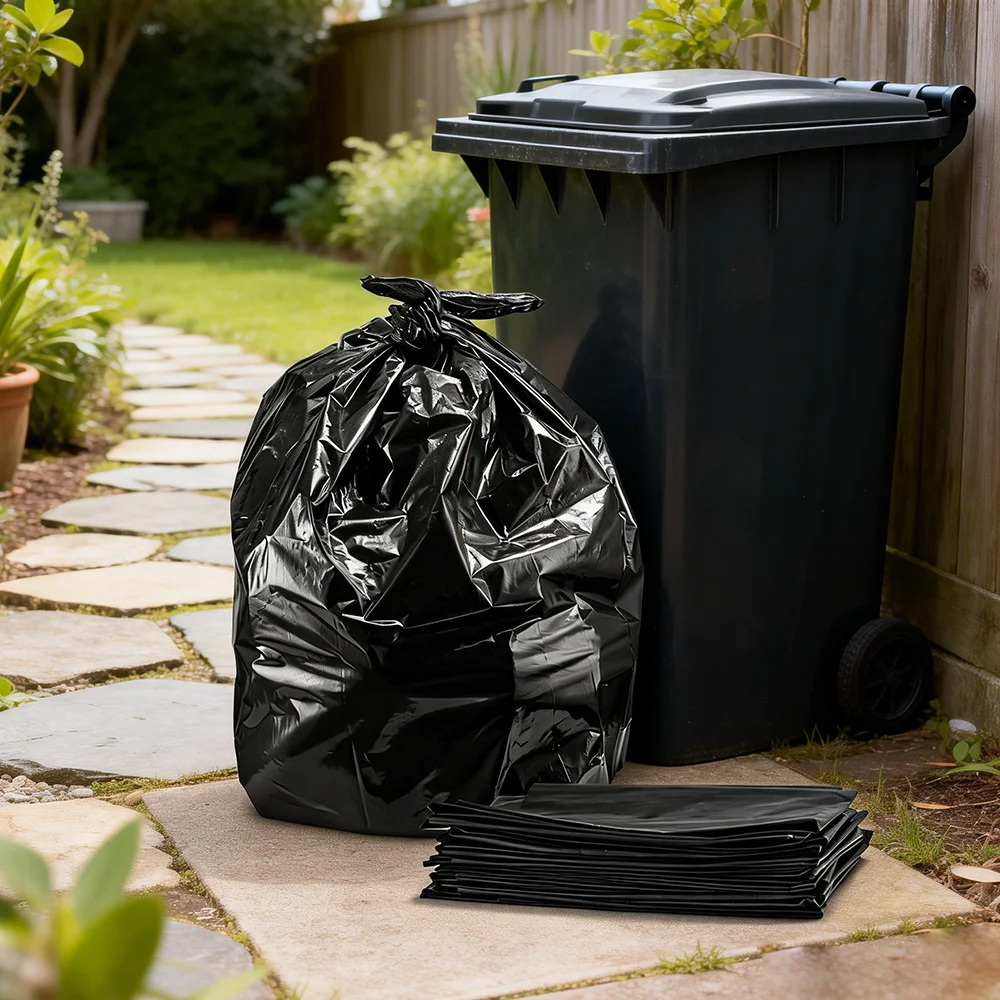 Heavy Duty Pe Black 3 Mil Biodegradable Garbage Bag 35 Litre Biodragadable Plastic Bin Liners Construction Garbage Bag