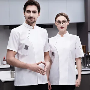 Customize Unisex Kitchen Hotel Chef Uniform Cook Short Sleeve Shirt Breathable Chef Jacket Clothes