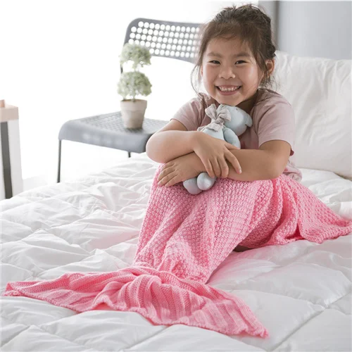 Soft INS same style suitable for spring and autumn children's mermaid tail knitted blanket factory