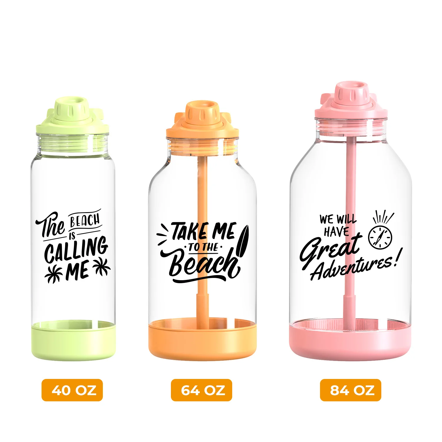 Large Capacity BPA Free Sports Gym Plastic Water Bottle with Lid