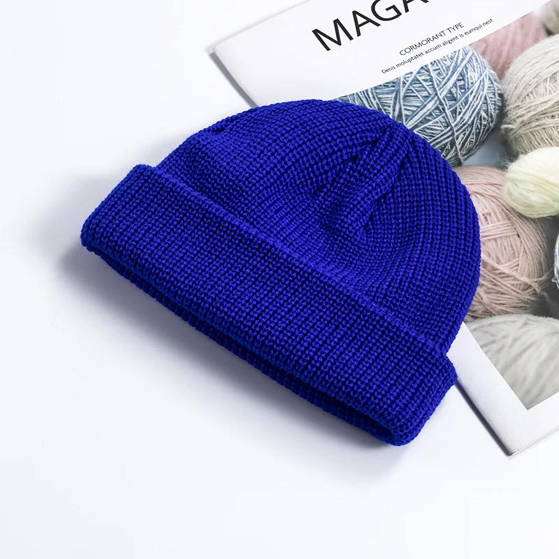 HKS0001custom logo Winter Embroider Unisex Cheap Knitted Solid Color Warm Woman Men Cap Blank Acrylic Hat Beanie
